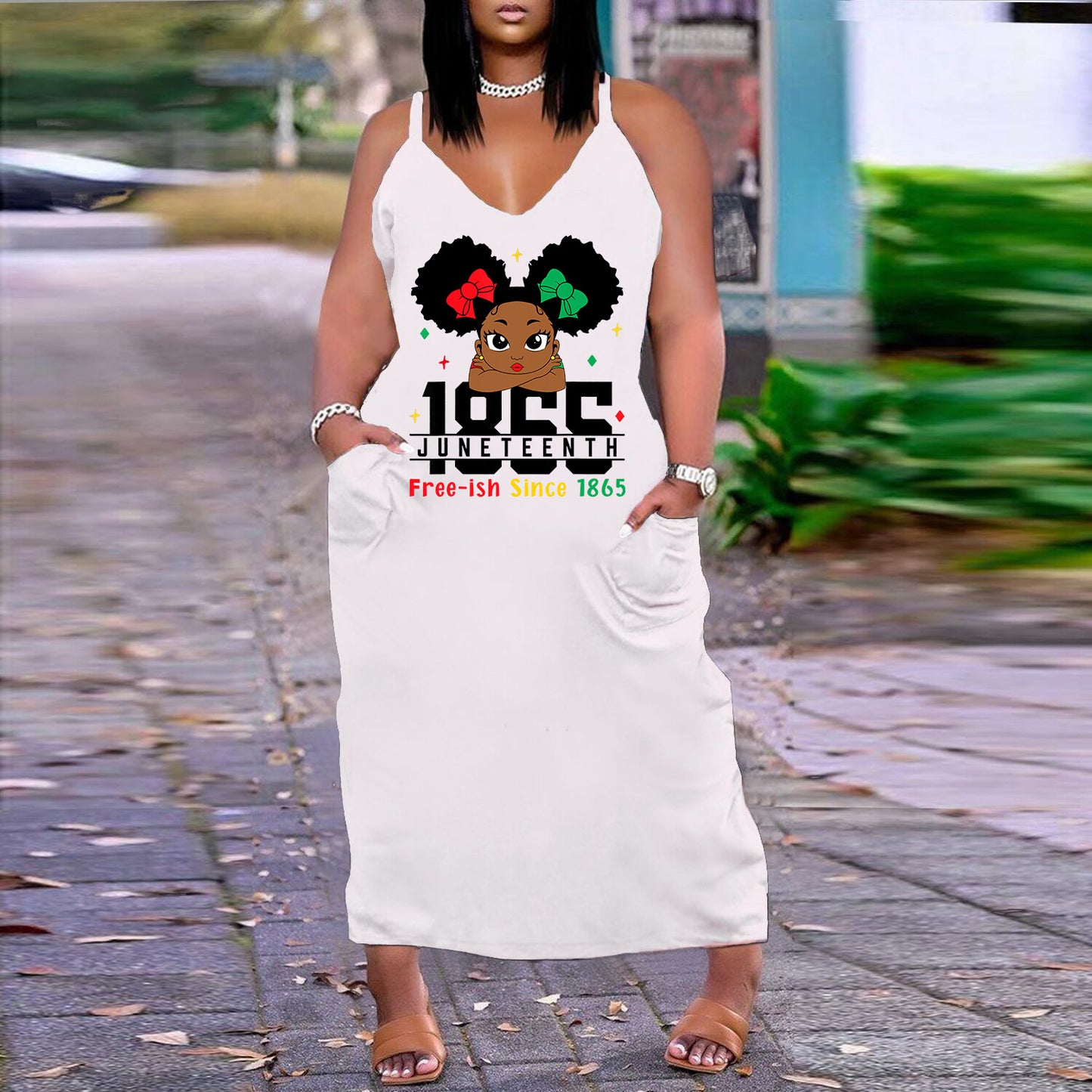 Robe imprimée sexy à col en V, coupe ample et ajustée, grande taille, style européen et américain