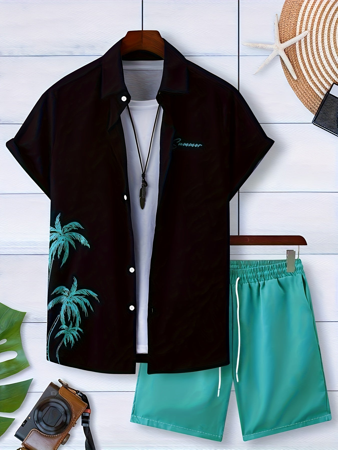 Ensemble chemise à manches courtes imprimée et short