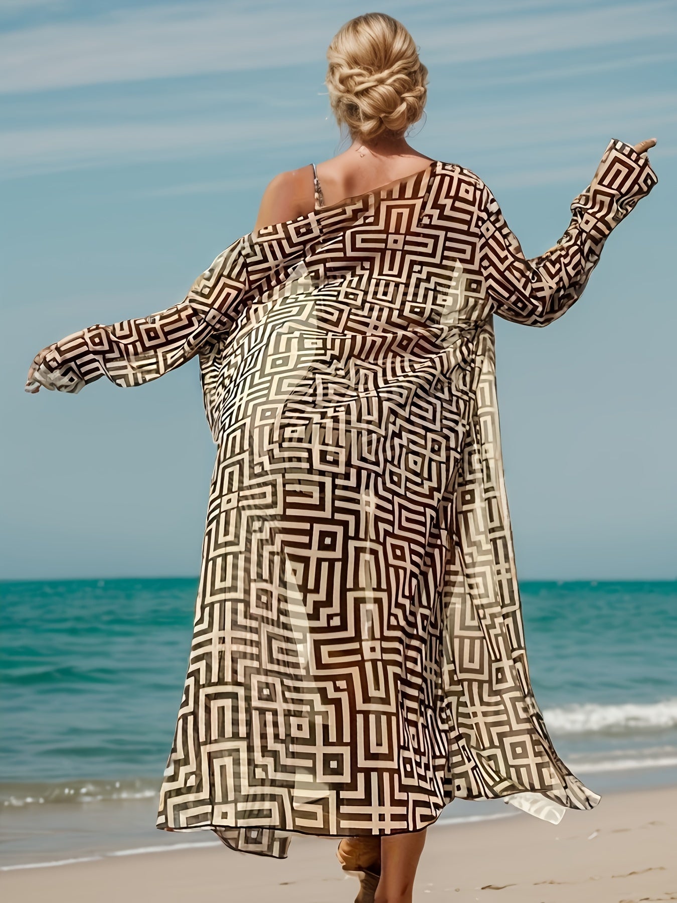 Ensemble tankini 3 pièces élégant pour femme à imprimé géométrique