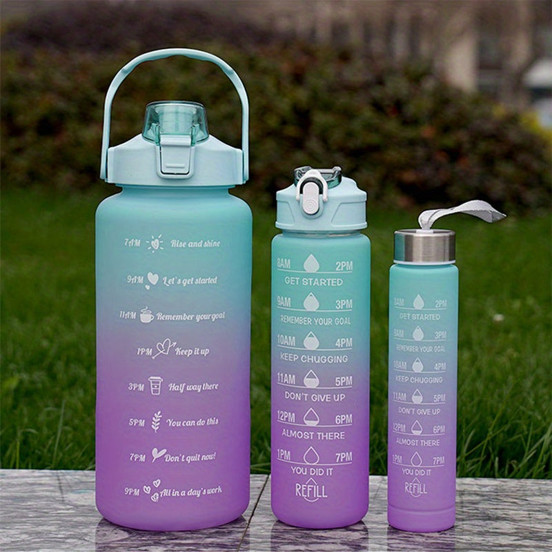 Ensemble de 3 bouteilles d'eau en plastique de grande capacité et résistantes aux hautes températures VERT 2000ML 750ML 300ML