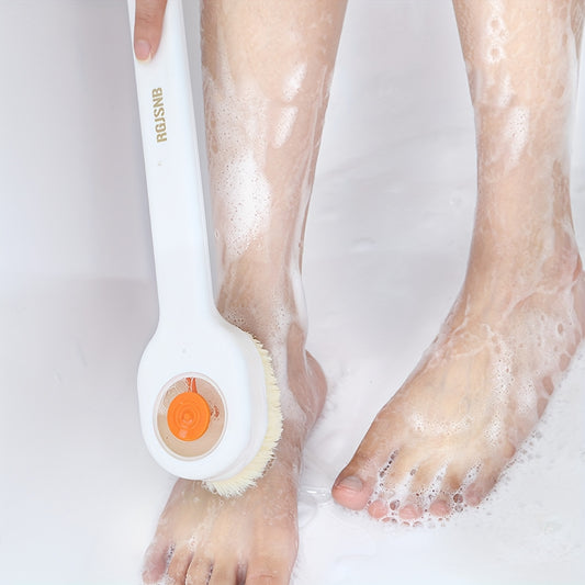 1 brosse de bain avec un long manche en nylon pour frotter le dos et une boule de bain exfoliante