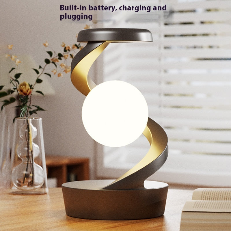 Lampe de bureau rotative en forme de lune avec capteur de charge sans fil pour téléphone