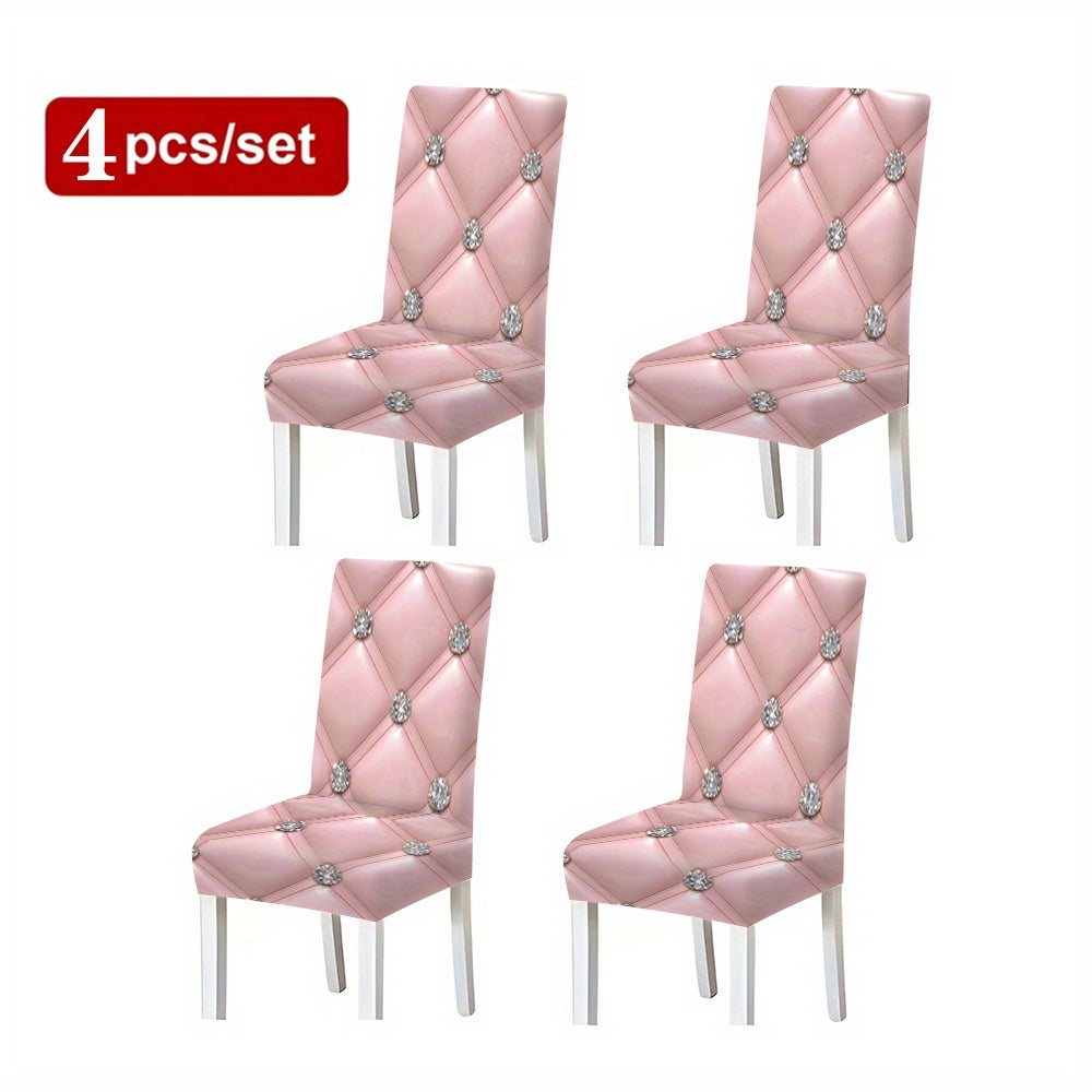 Housses de chaise à motif losanges roses, 6 PCS