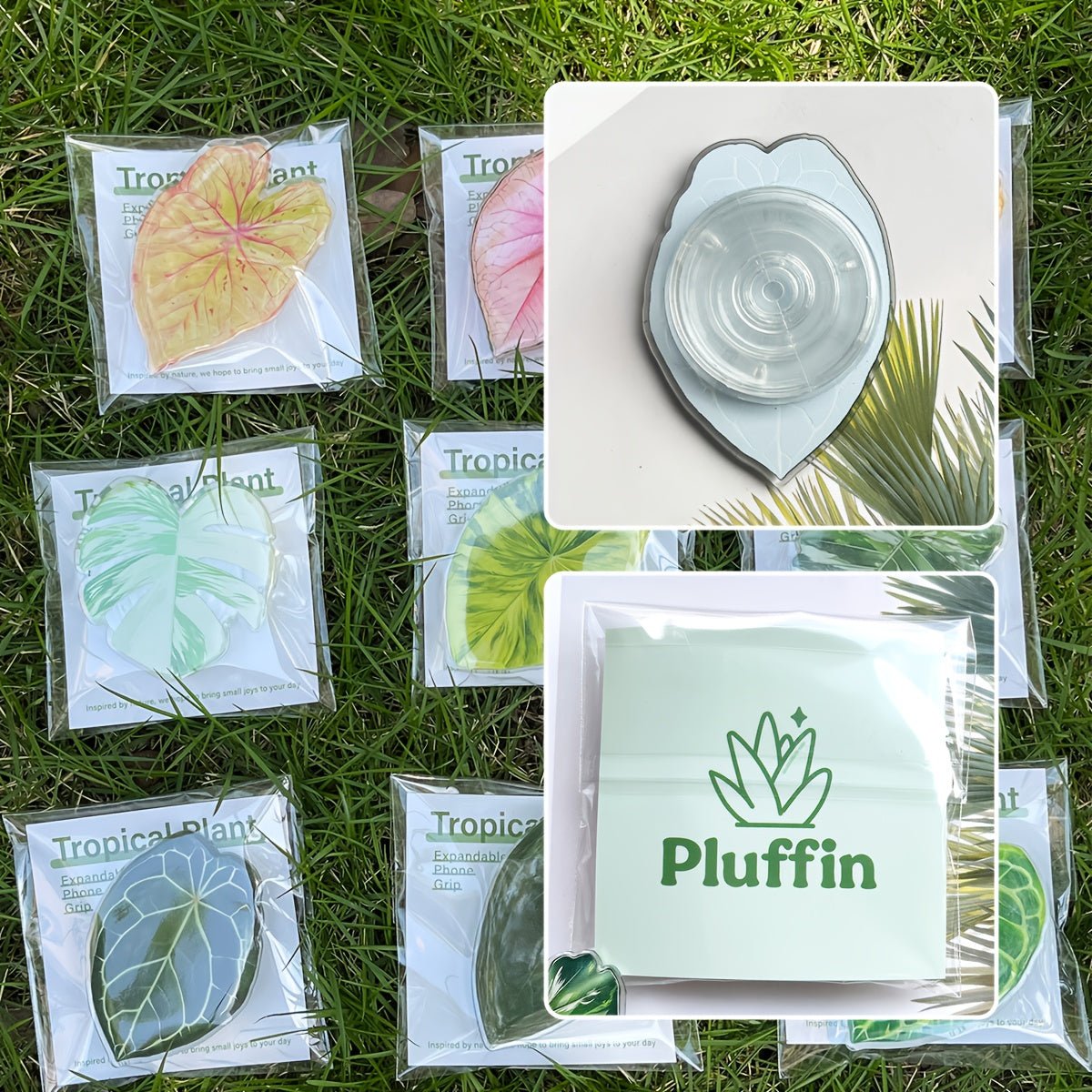 Support de téléphone en forme de feuille de plante tropicale