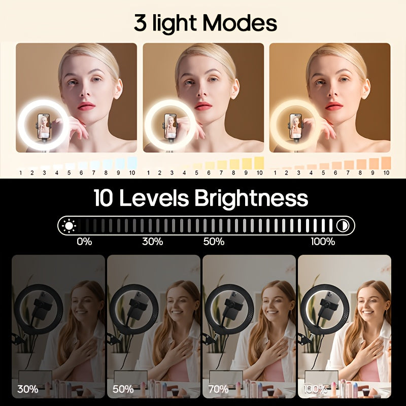 Anneau lumineux intelligent LED avec support pour téléphone et éclairage