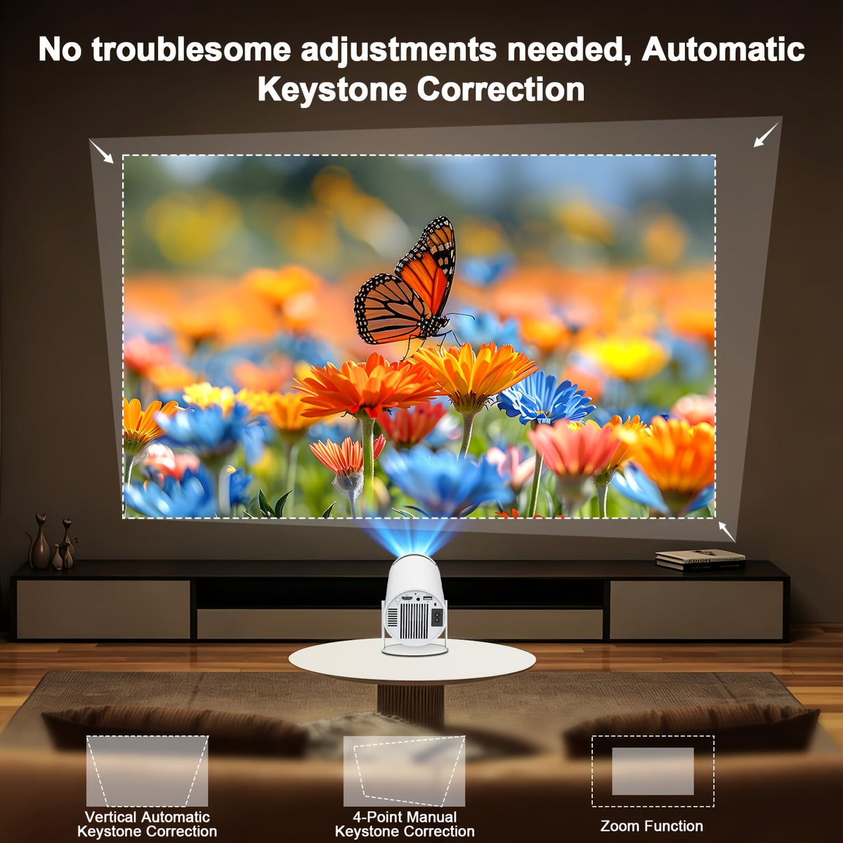 Projecteur Portable Intelligent Hy300Pro, Local 720P HD, Système Android 11, Wifi6 et Wireless 5.3, Support Rotatif à 180°, Projecteur Home Cinéma
