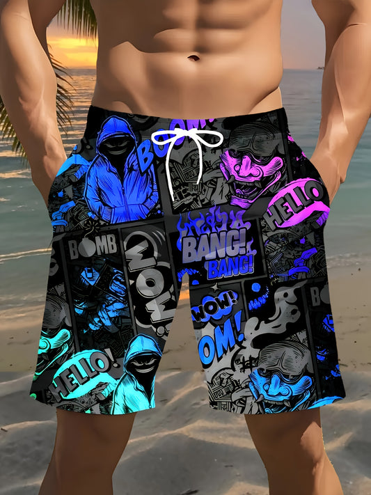 Short de plage imprimé pour homme, style hip-hop, imprimé 3D