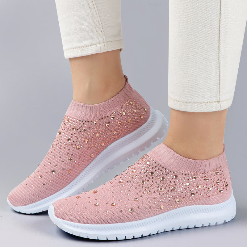 Chaussures chaussettes extensibles à strass grandes tailles