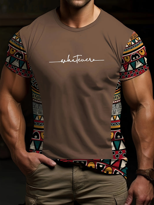 T-shirt d'été à imprimé ethnique pour homme - Topdecheztop.fr