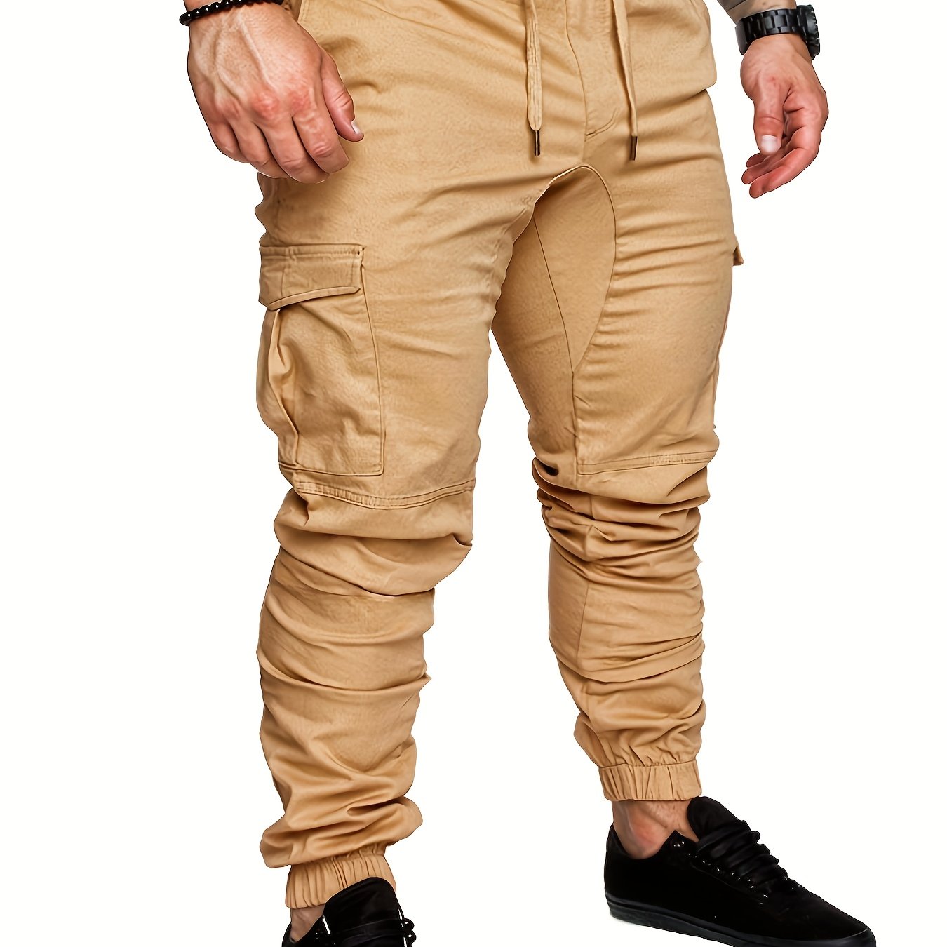 Pantalon cargo robuste pour homme avec design multi-poches, taille réglable