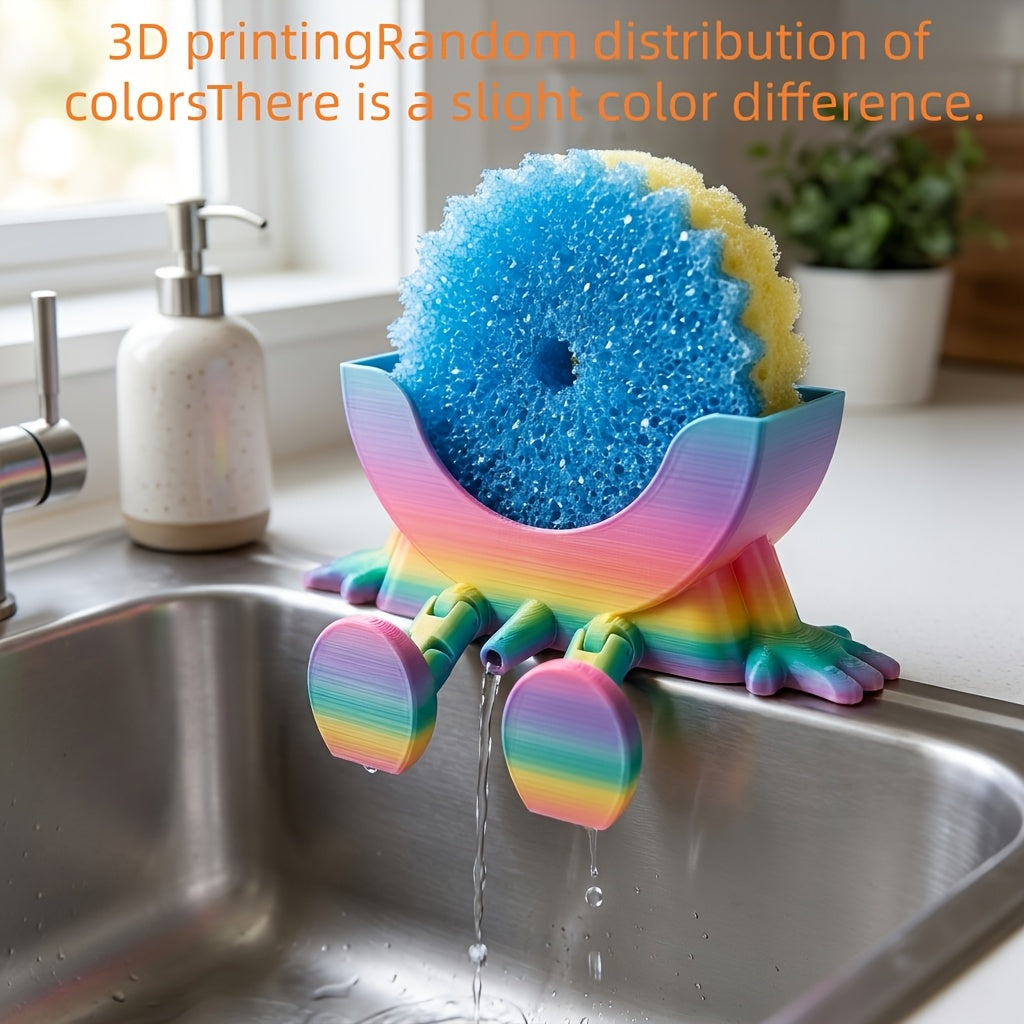 Support éponge d'évier imprimé en 3D, support éponge pour évier de cuisine, organisateur de cuisine amusant, pour salle de bain, appartement, hôtel, restaurant, comptoir mural (distribution aléatoire des couleurs)