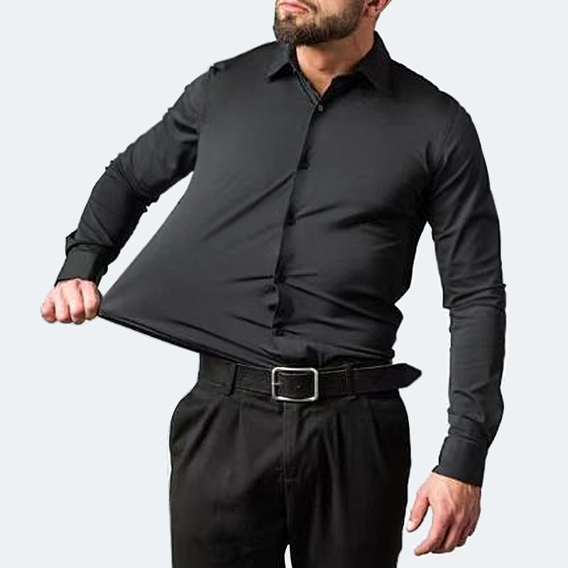 Chemise stretch homme à manches longues, coupe ajustée, sans repassage