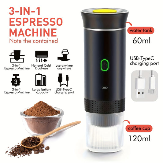 Machine à café expresso sans fil 3 en 1, portable - Topdecheztop.fr