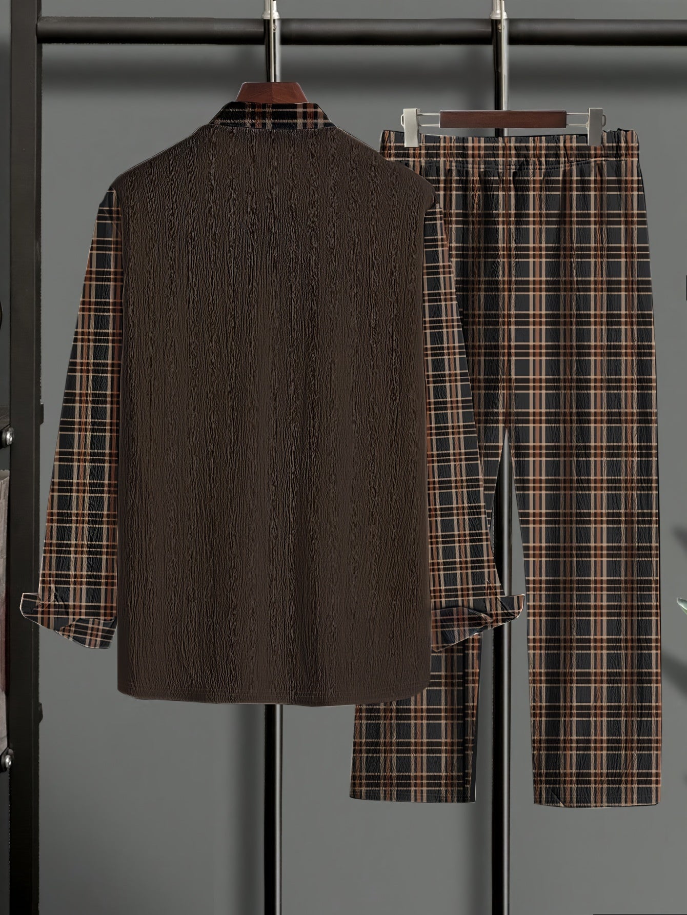 Ensemble chemise en maille pour homme, grandes tailles