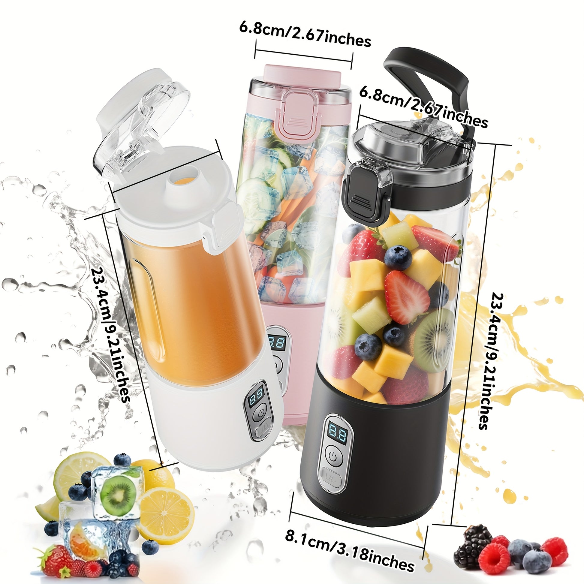LALAYUAN USB-Powered Portable Blender & Juicer with Digital Timer, High-Speed Ice Crushing, One-Tap Lid, 1300mAh Battery, 6-Blade Stainless Steel, USB-C Charging, Compact Blender for Smoothies, Protein Shakes, Gym, Travel, Of - Topdecheztop.fr