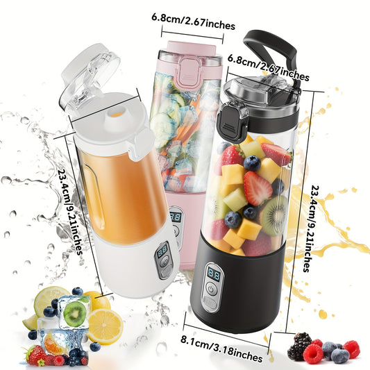LALAYUAN USB-Powered Portable Blender & Juicer with Digital Timer, High-Speed Ice Crushing, One-Tap Lid, 1300mAh Battery, 6-Blade Stainless Steel, USB-C Charging, Compact Blender for Smoothies, Protein Shakes, Gym, Travel, Of - Topdecheztop.fr