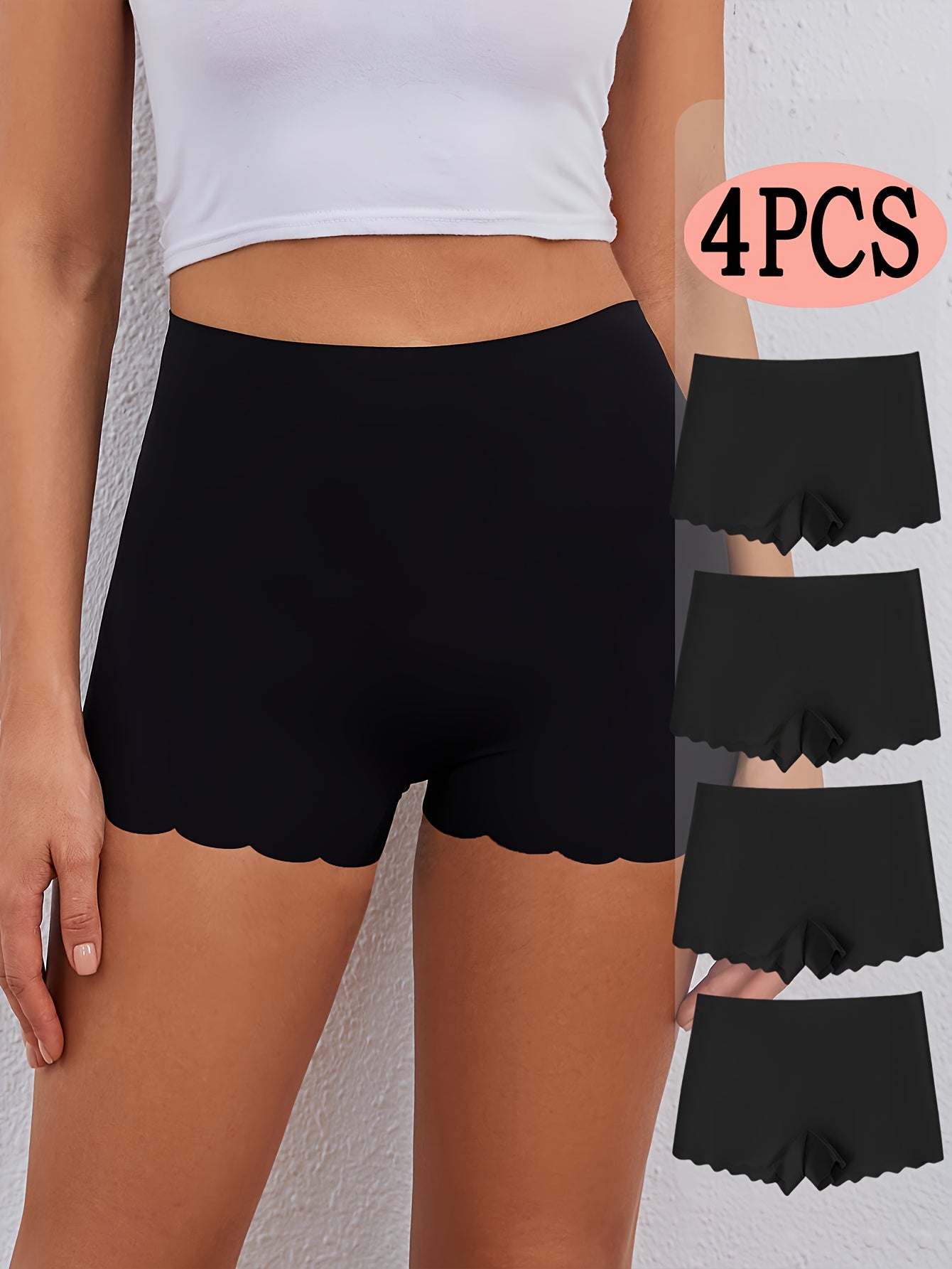 Lot de 4 culottes shorty pour femme - Tissu extensible, doux et confortable