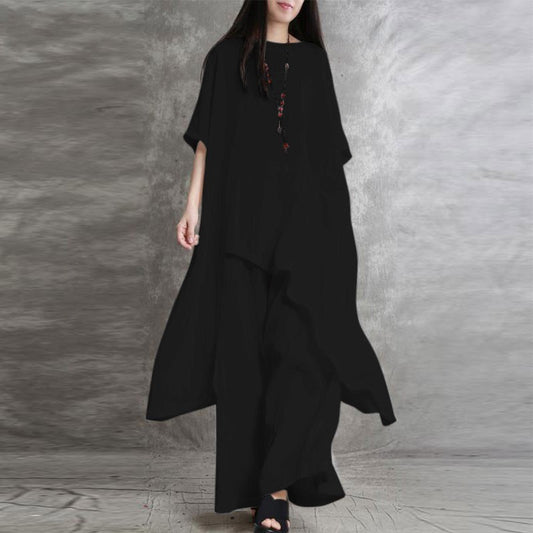 Ensemble 2 pièces  en coton et lin pour femme - Topdecheztop.fr