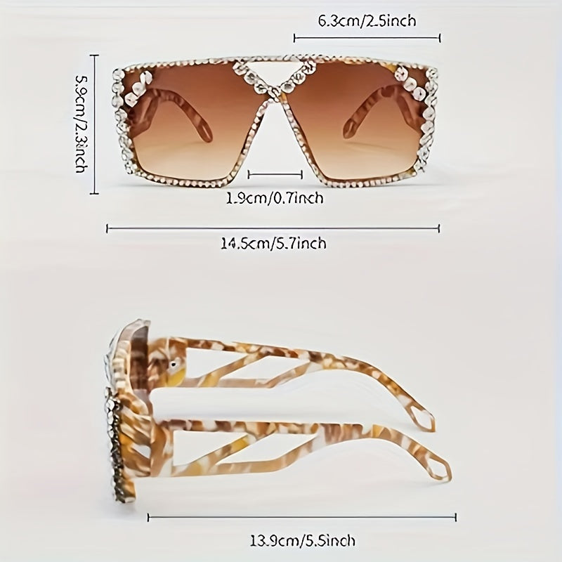 Lunettes de mode surdimensionnées carrées en strass