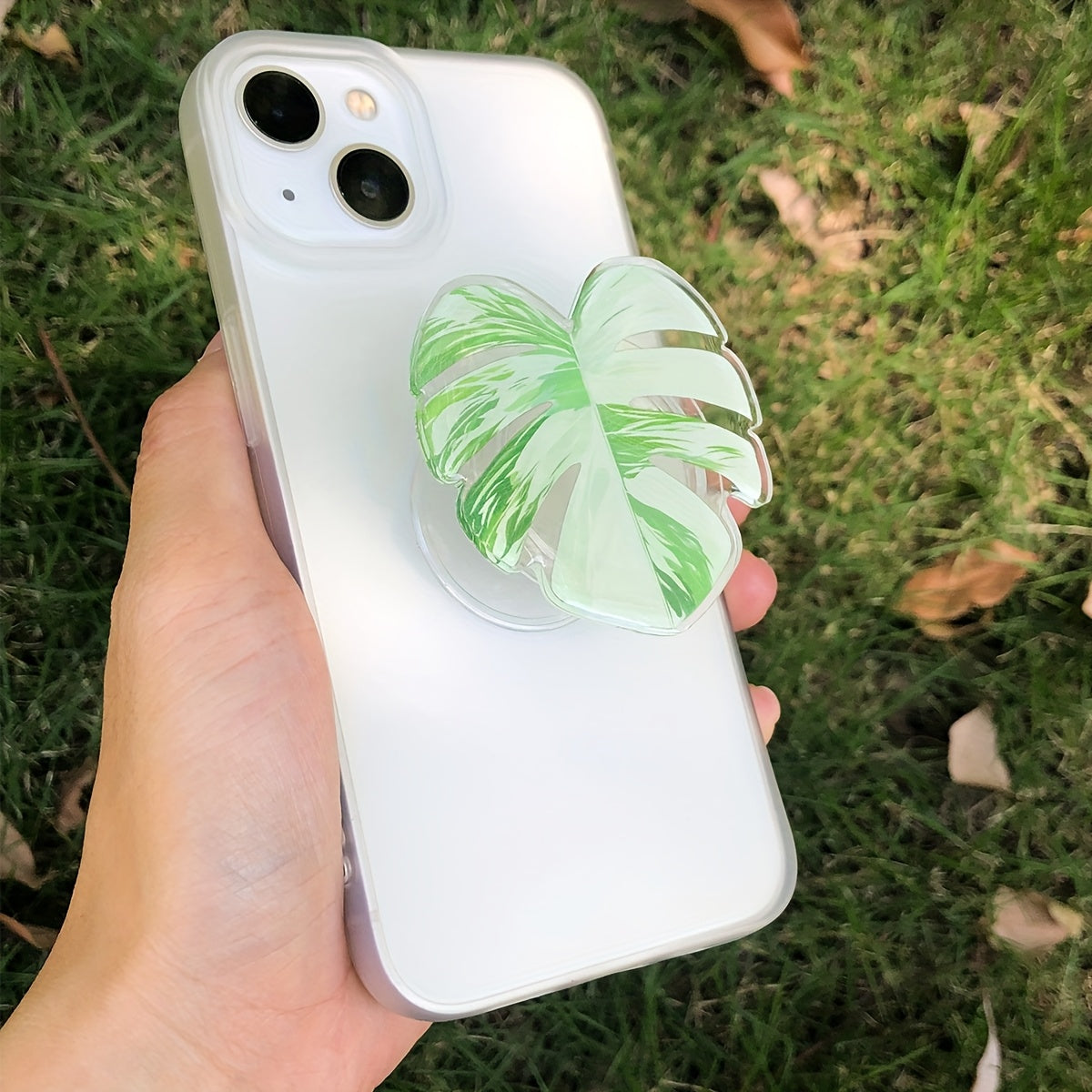 Support de téléphone en forme de feuille de plante tropicale