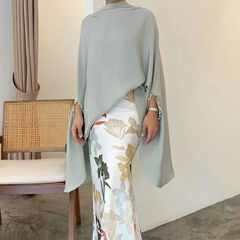 Ensemble de robe asymétrique imprimée pour femme