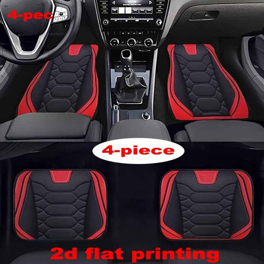 2D Flat Printing | 2Dflat 4pcs Universal Size Polyester Car Floor Set, New Muscle Print, Non-3D, Non-Slip, with Universal Driving Position, Suitable for All Occasions