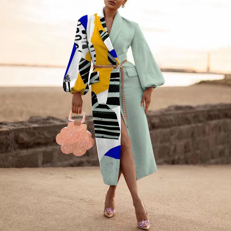 Robe   décontracté à manches longues et revers