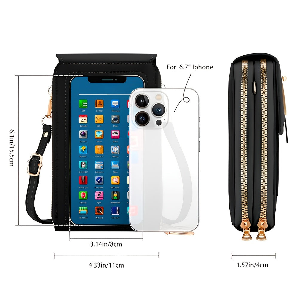 Petit sac carré multifonctionnel, portable avec plusieurs compartiments et emplacements pour cartes