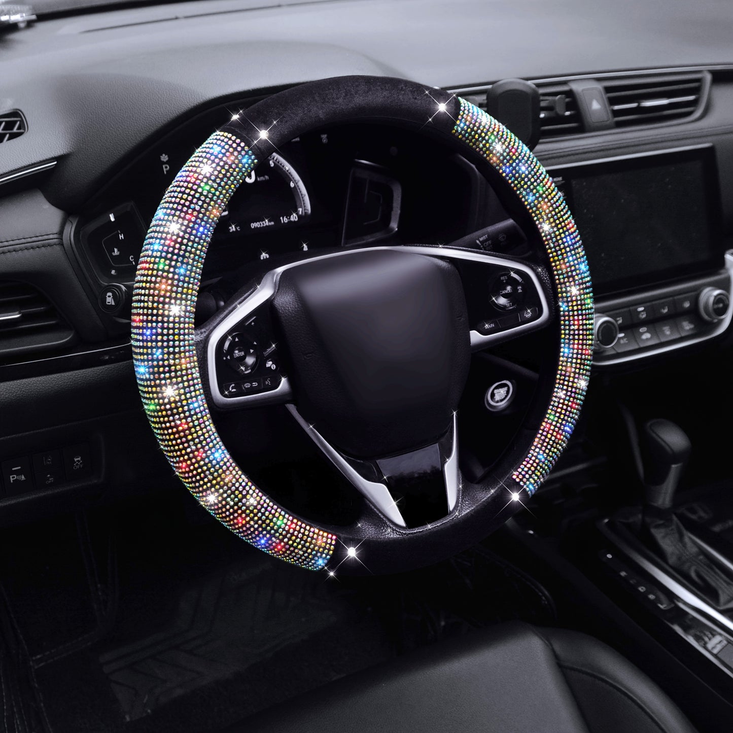 Transformez votre intérieur automobile avec cette housse de volant ornée de diamants