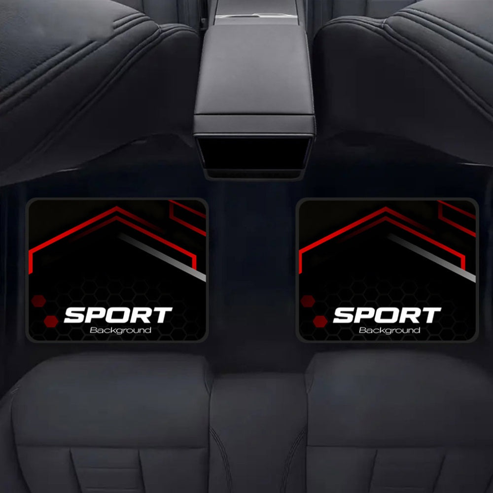 Lot de 4 tapis de sol sport imprimés pour voiture | Tapis de sol en polyester