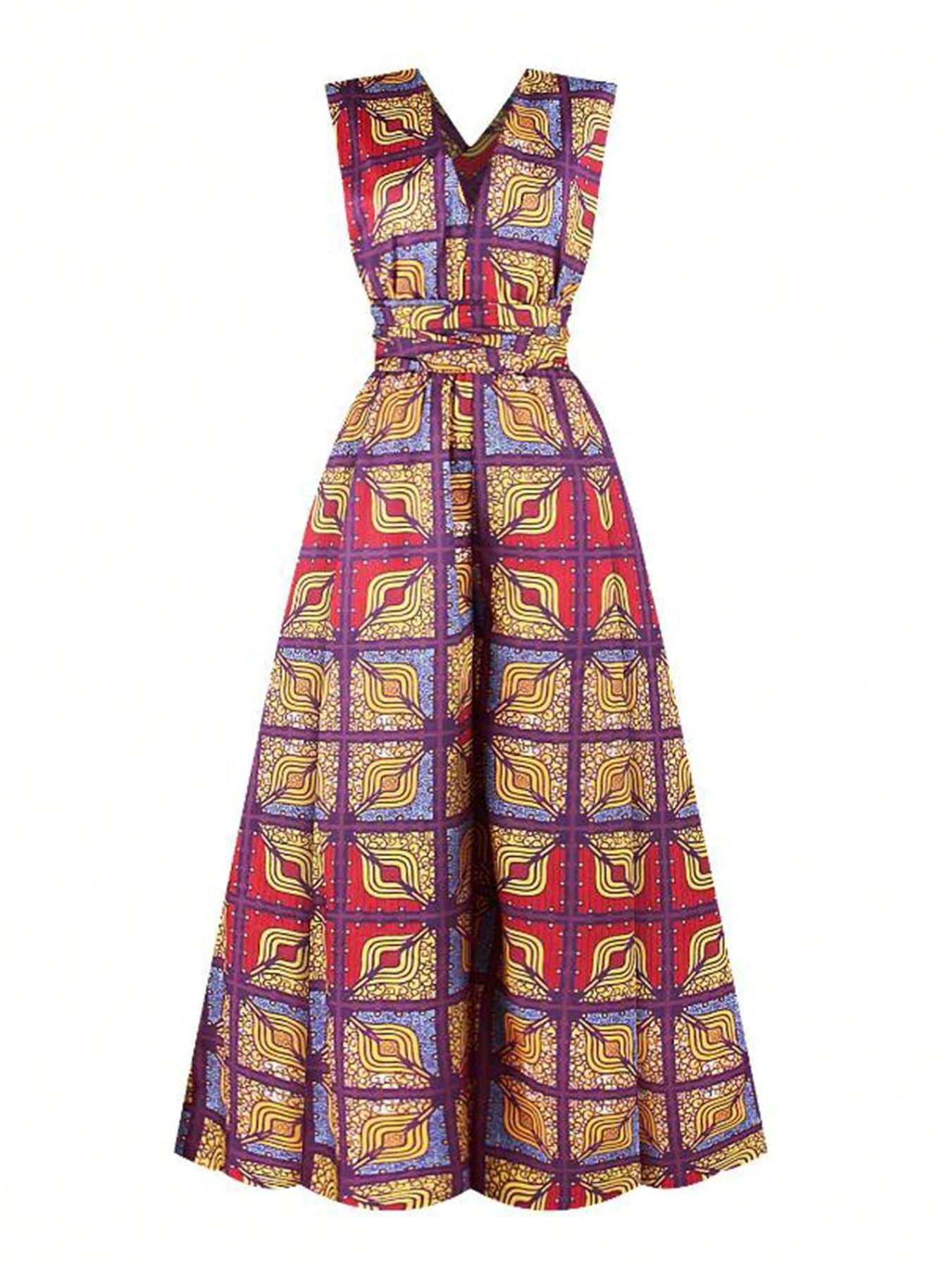 Combinaison imprimée numérique à col en V