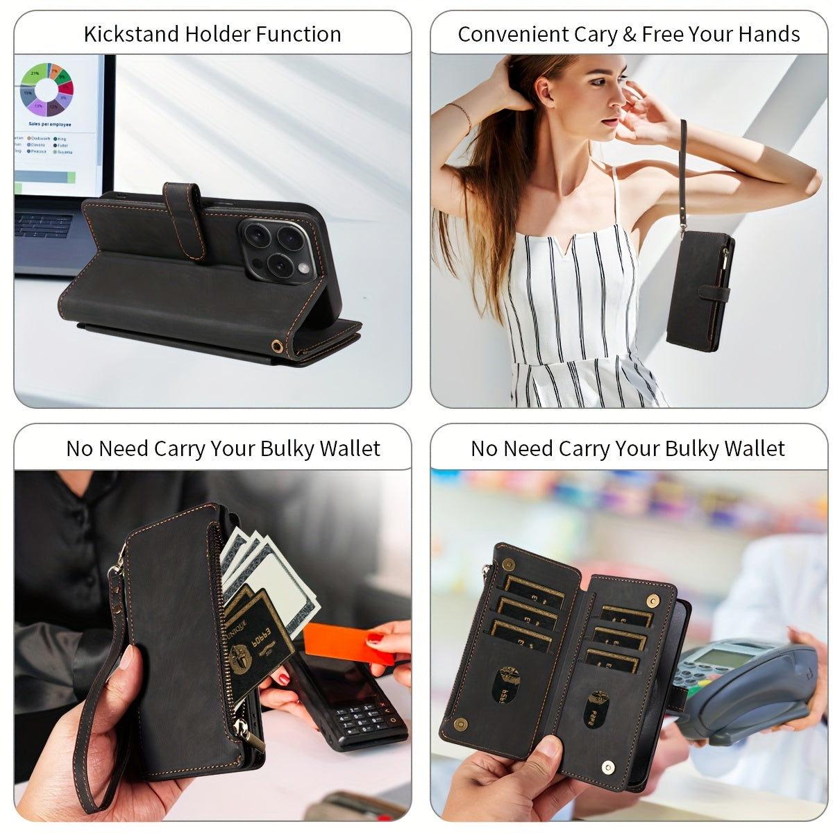 Étui portefeuille rétro en similicuir