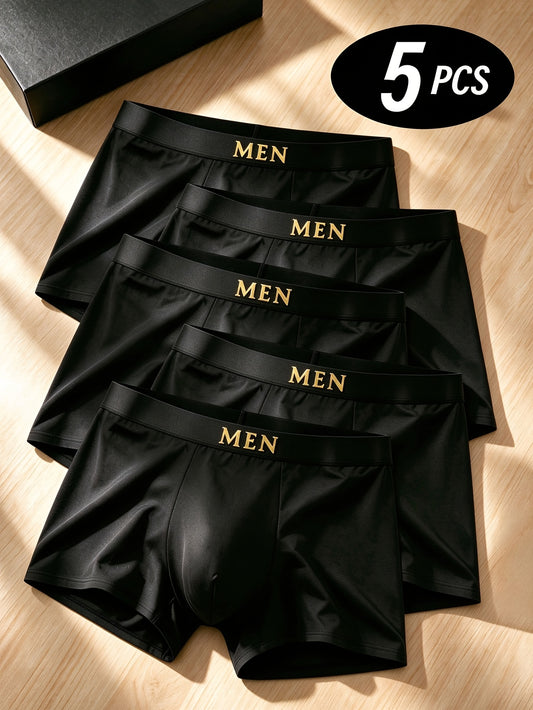 (CELILIN) Lot de 5 sous-vêtements pour homme à coins plats, avec coupe sans couture, ne serrent pas la taille, sont minces, confortables et respirants, et le tissu gras et moulant épouse le corps, offrant un confort par tous les temps
