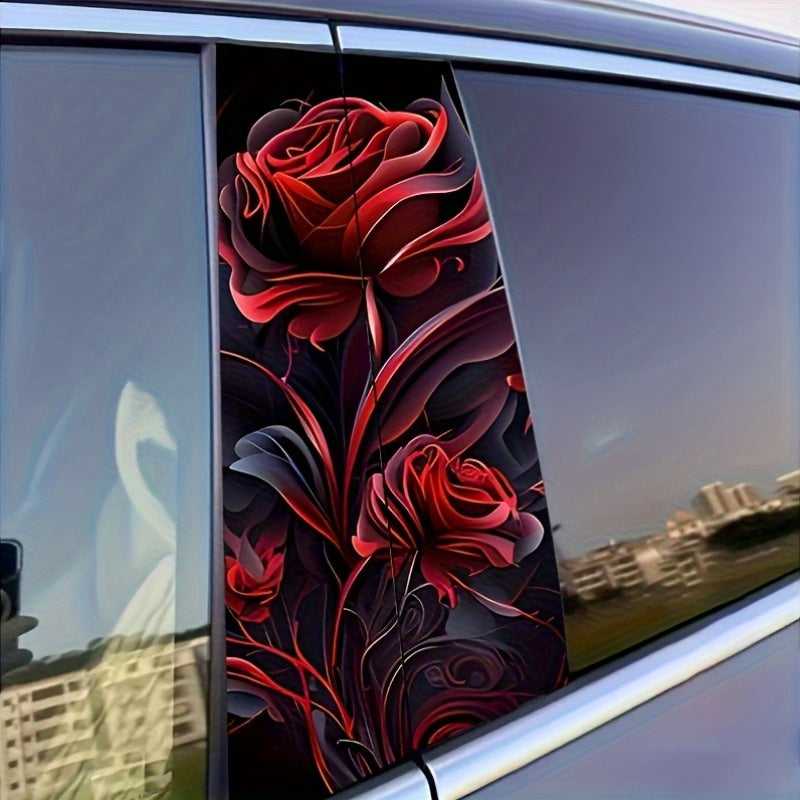 Lot de 2 autocollants roses rouges éclatantes pour voiture - Vinyle durable