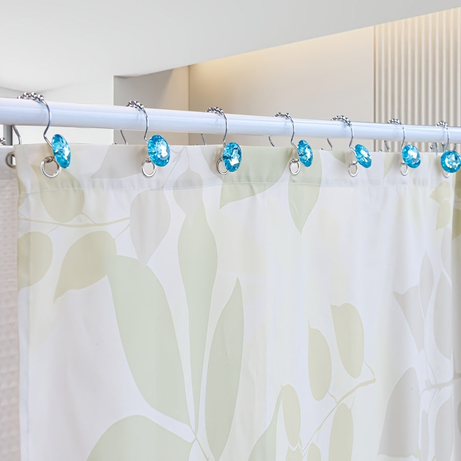 Lot de 12 crochets de rideau de luxe en acier inoxydable à paillettes bleues