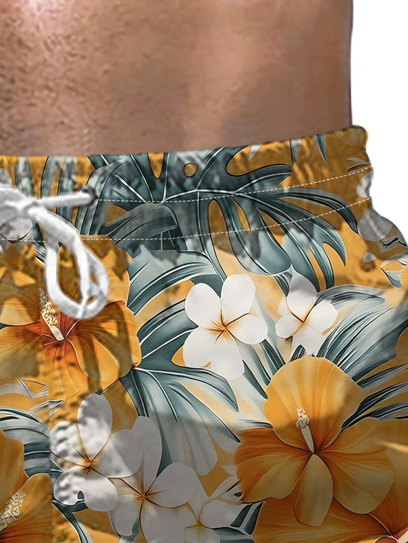 Short de bain homme à séchage rapide, imprimé feuilles de palmier tropicales