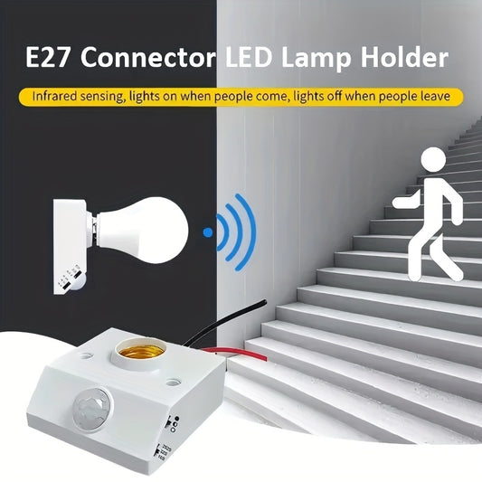 Douille à détecteur de mouvement avec adaptateur E27 - Interrupteur à capteur infrarouge, marche/arrêt automatique