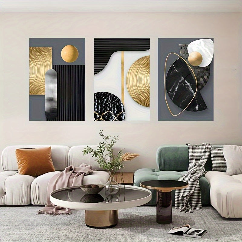 Ensemble de 3 tableaux décoratifs 2D sans cadre, style graphique