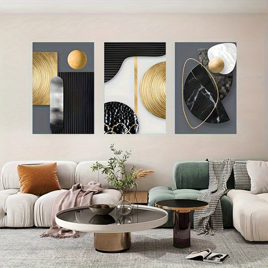 Ensemble de 3 tableaux décoratifs 2D sans cadre, style graphique