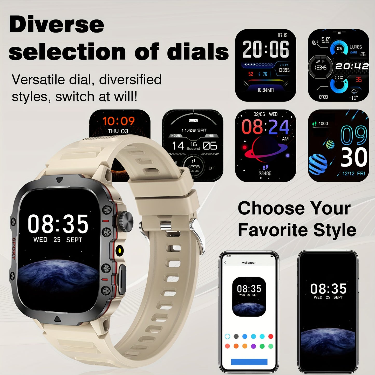 Cette montre connectée avec écran tactile permet de passer des appels sans fil et de recevoir des notifications de messages