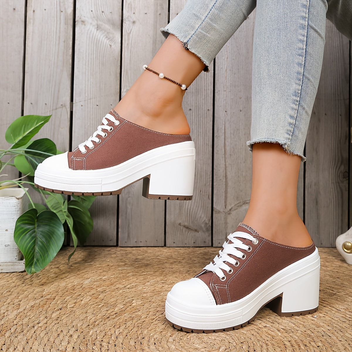 Mules confortables à lacets pour l'extérieur