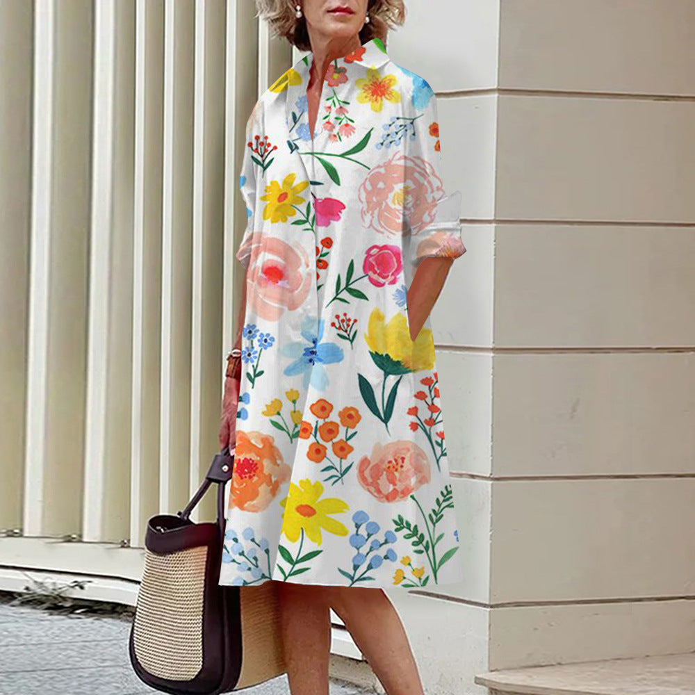 Robe-chemise ample et décontractée pour femme, imprimée numériquement en 3D