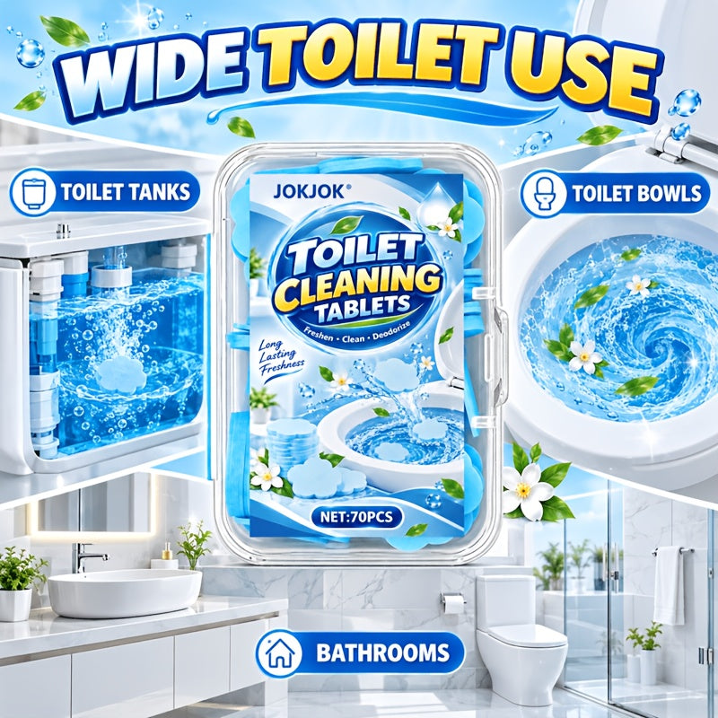 70 pastilles de nettoyage pour toilettes, pastilles dissolubles pour l'entretien de la cuvette des toilettes, fraîcheur de salle de bain, entretien quotidien des toilettes