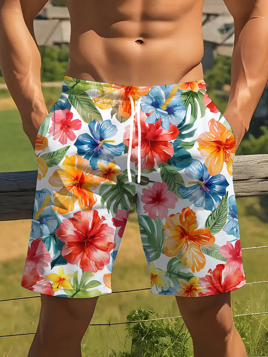 Short décontracté à imprimé floral pour homme, style vacances tendance