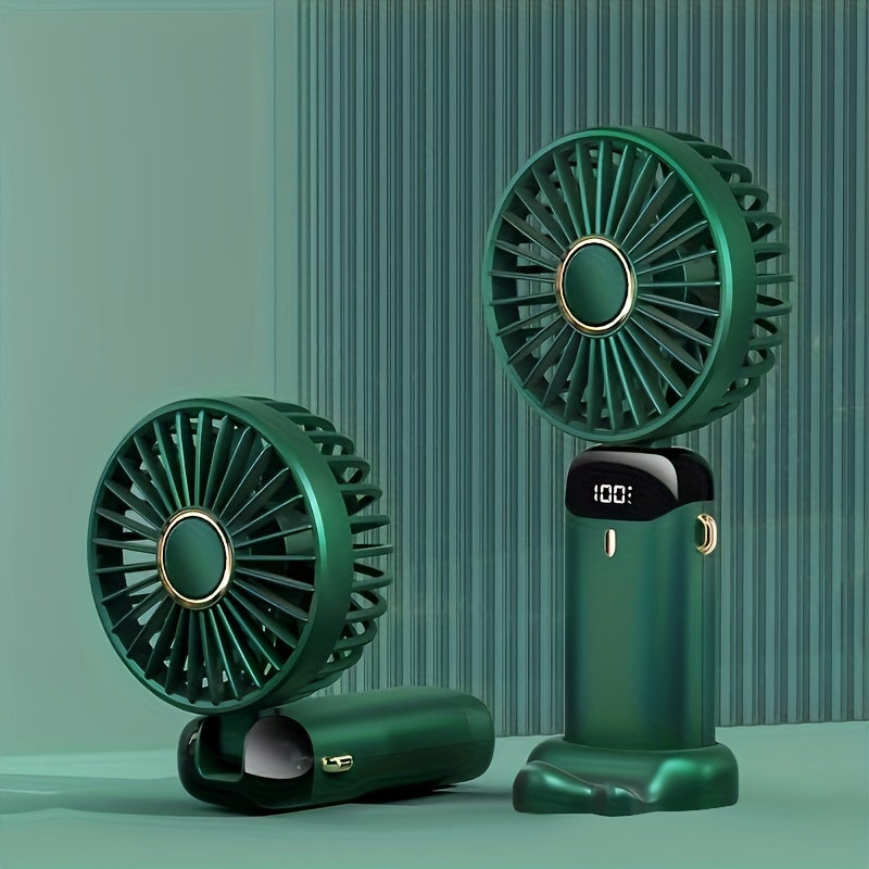 Mini ventilateur portable rechargeable USB à écran LED VERT