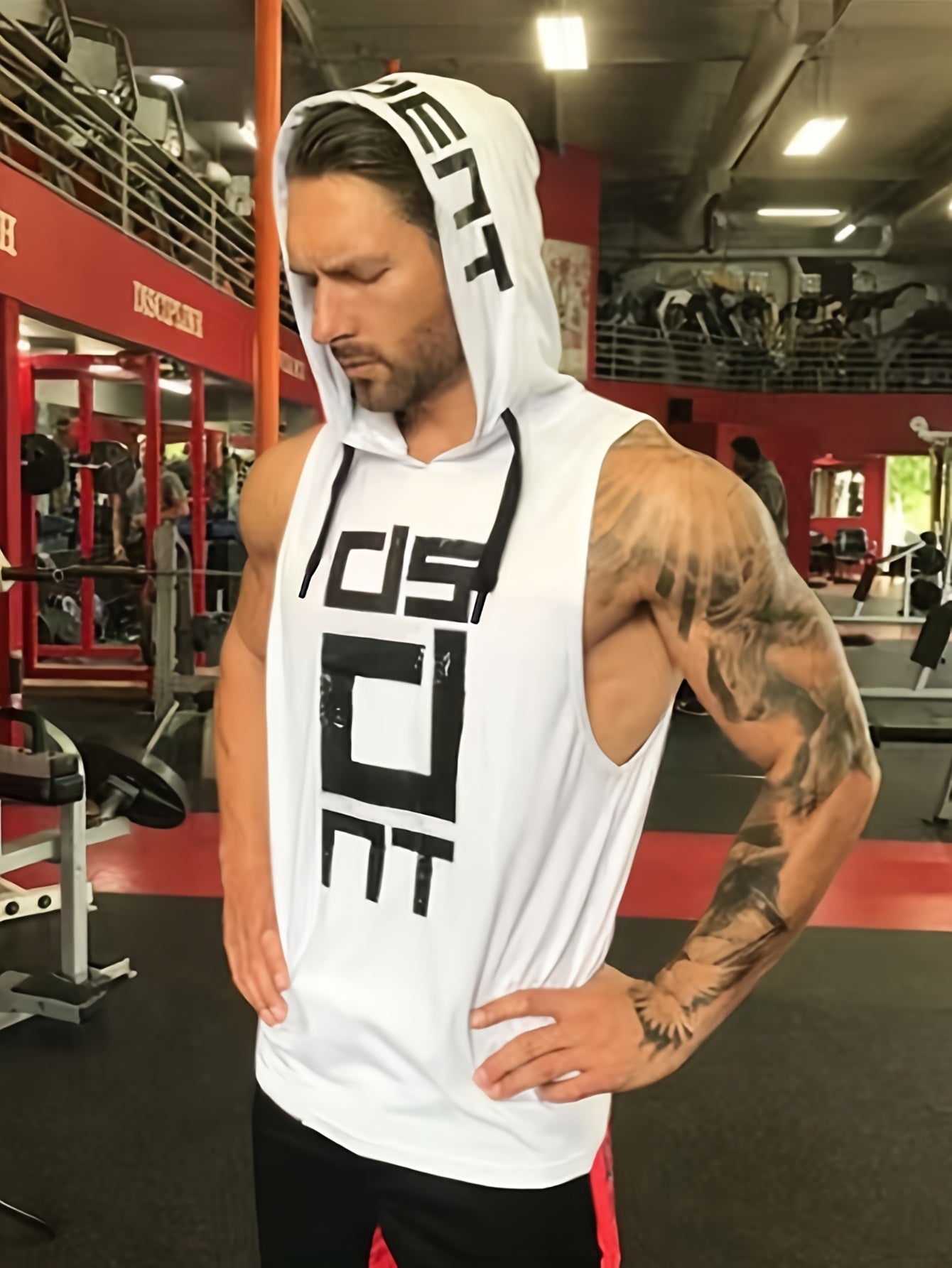 Débardeur d'entraînement à capuche haute élasticité et séchage rapide