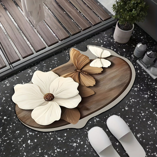 Tapis de bain papillon à motif floral