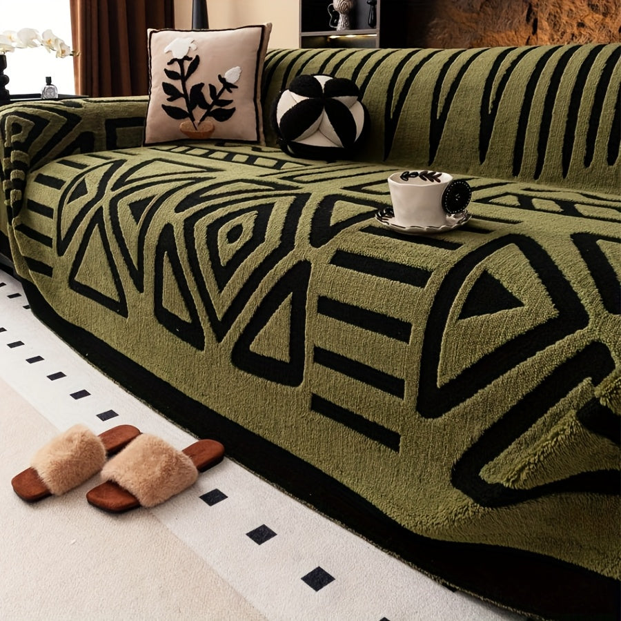 1 protège-canapé style bohème, couverture confortable vintage