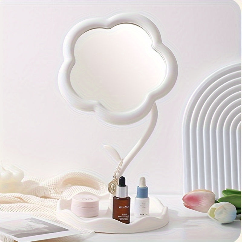 Flower-Shaped Makeup Mirror, Desk Vanity Mirror With Jewelry Storage, High-Definition Cosmetic Mirror, Cute Sunflower Design For  Room Decor - Topdecheztop.fr