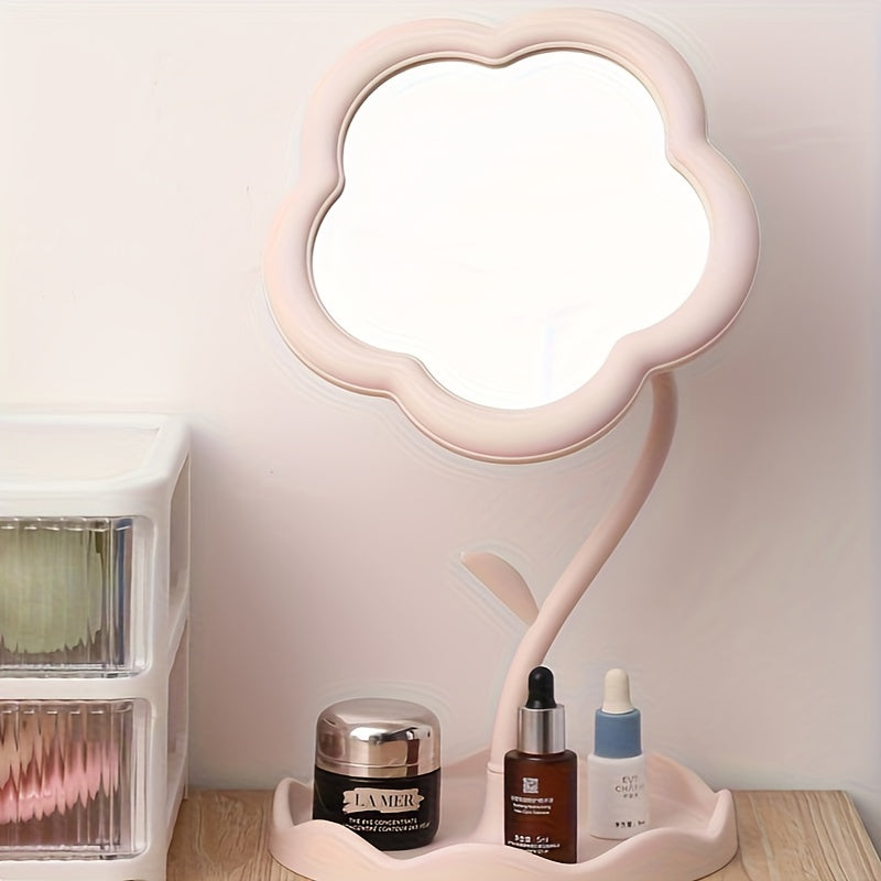 Flower-Shaped Makeup Mirror, Desk Vanity Mirror With Jewelry Storage, High-Definition Cosmetic Mirror, Cute Sunflower Design For  Room Decor - Topdecheztop.fr